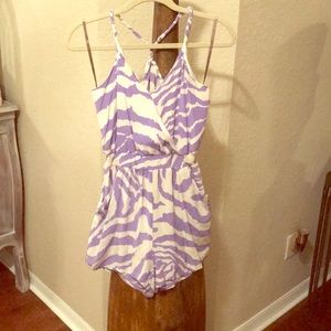 Charlie jade lavender and white tiger romper M